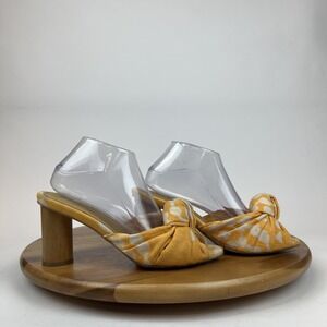 Womens Shekudo Billy Button Yellow Spotted Knot Heeled Slide Sandals Size 40 GUC